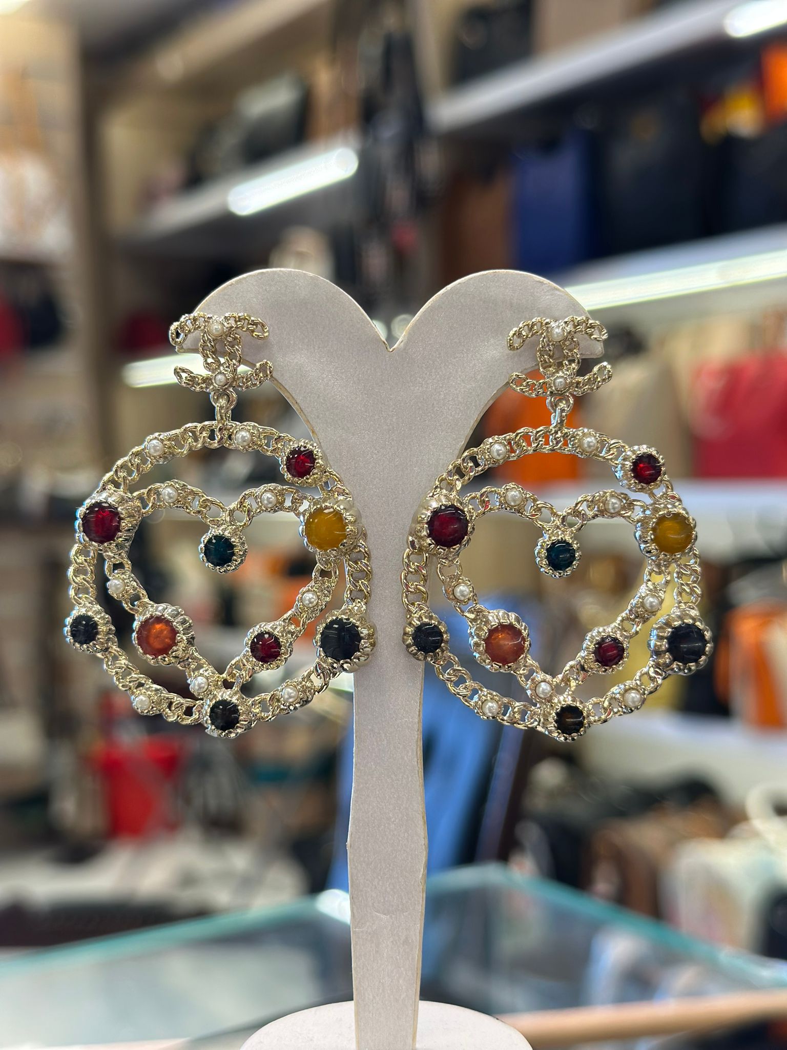Chanel Royal Mosaic Heart Earrings